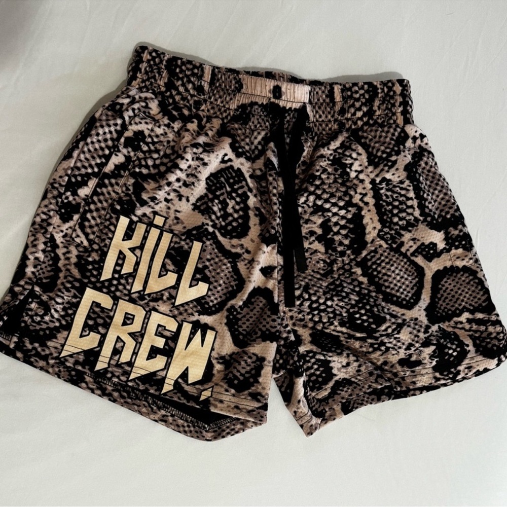 Kill Crew MUAY THAI SHORTS (MID THIGH CUT) SNAKE - BLACK / CREAM NWOT